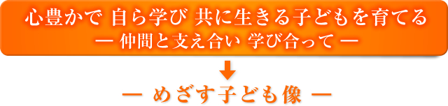 心豊かで自ら学び共に生きる子どもを育てる 仲間と支え合い学び合って めざす子ども像